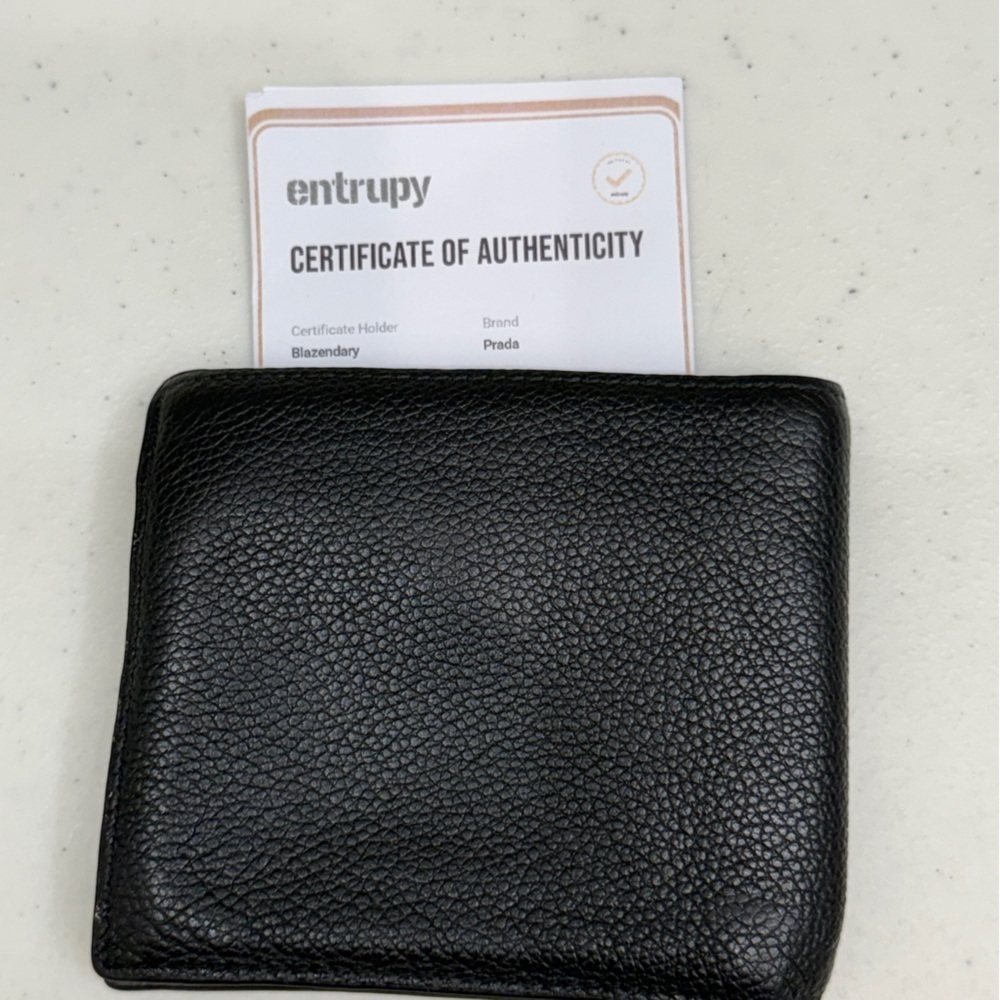 Prada Mens Bifold Leather Wallet Black Designer Saffiano